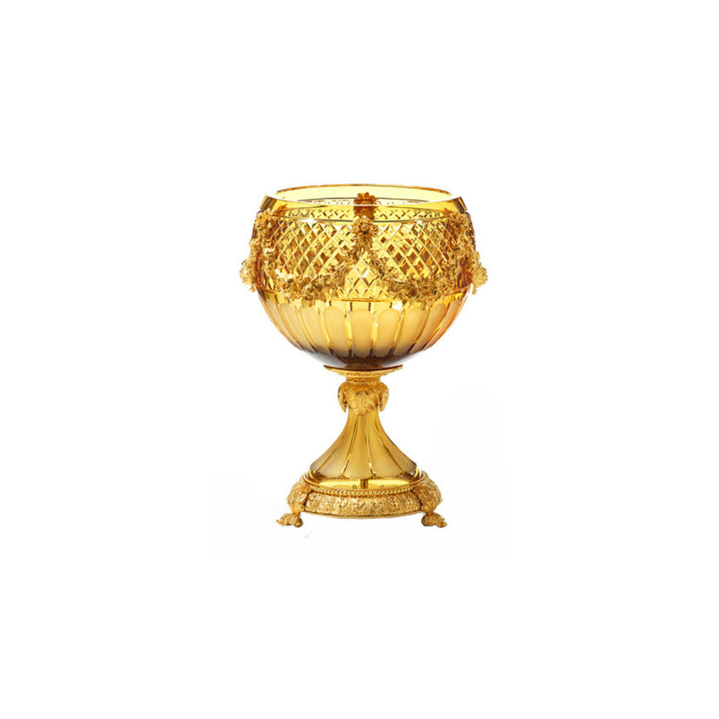 Reggia amber crystal handgrinded round cup with garlands