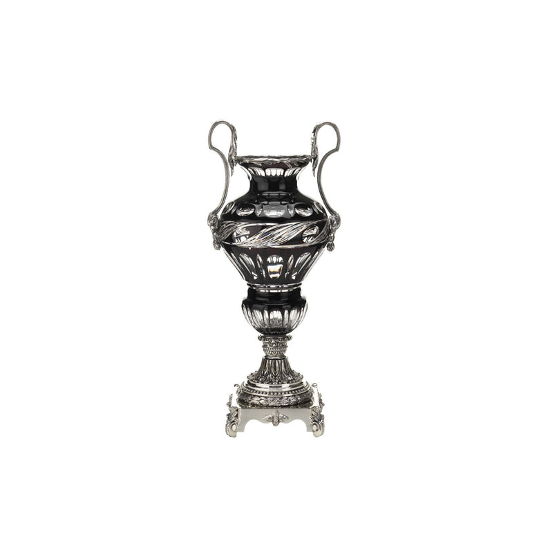 Reggia black and clear crystal handgrinded anphora with handles