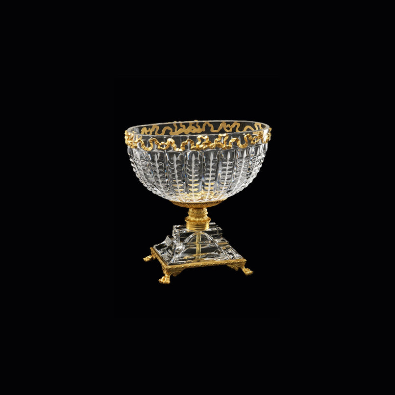 Reggia clear crystal oval cup with bronze decoration