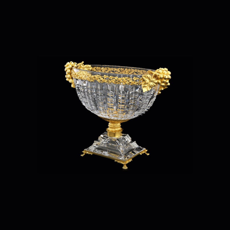 Reggia crystal and bronze oval cup with grapes