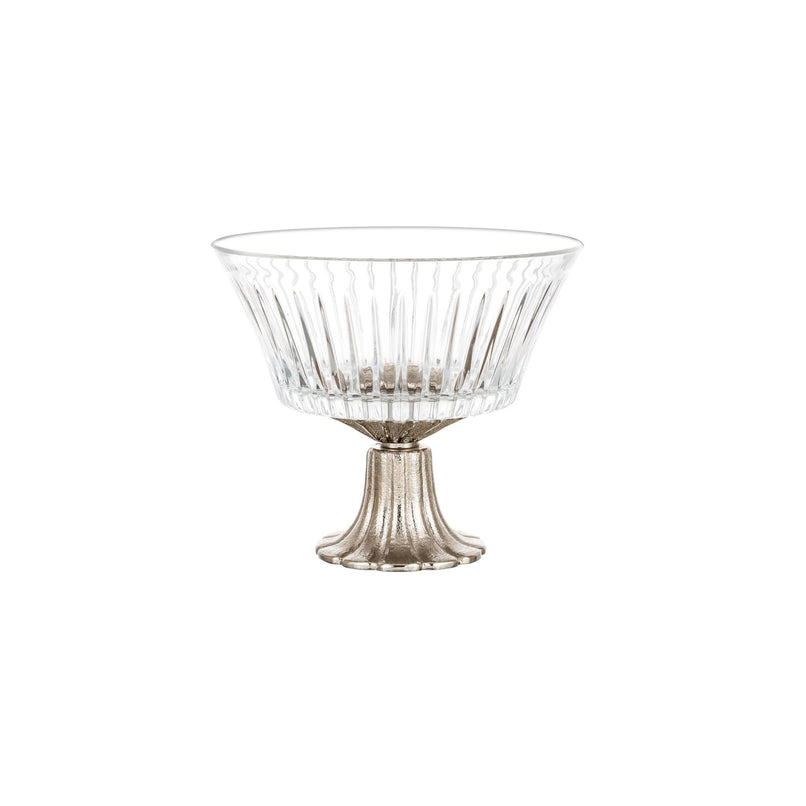 Reggia crystal round vase with bronze base