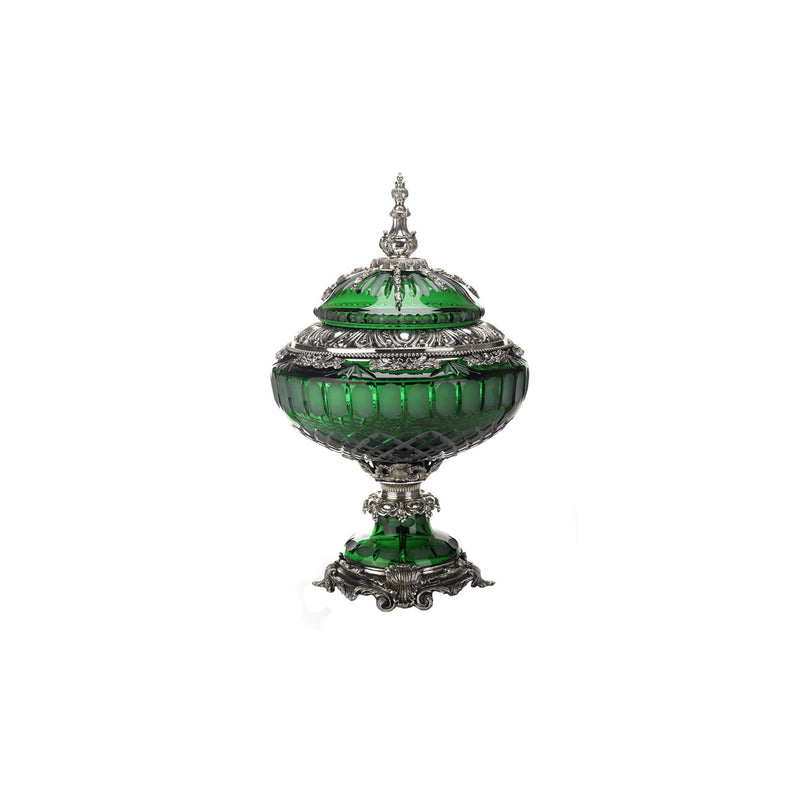 Reggia green crystal handgrinded potiche
