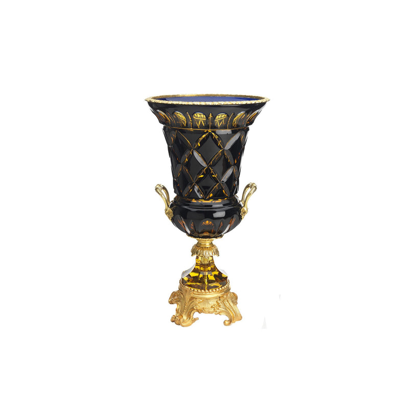 Reggia handgrinded amber and blue Medici vase with handles