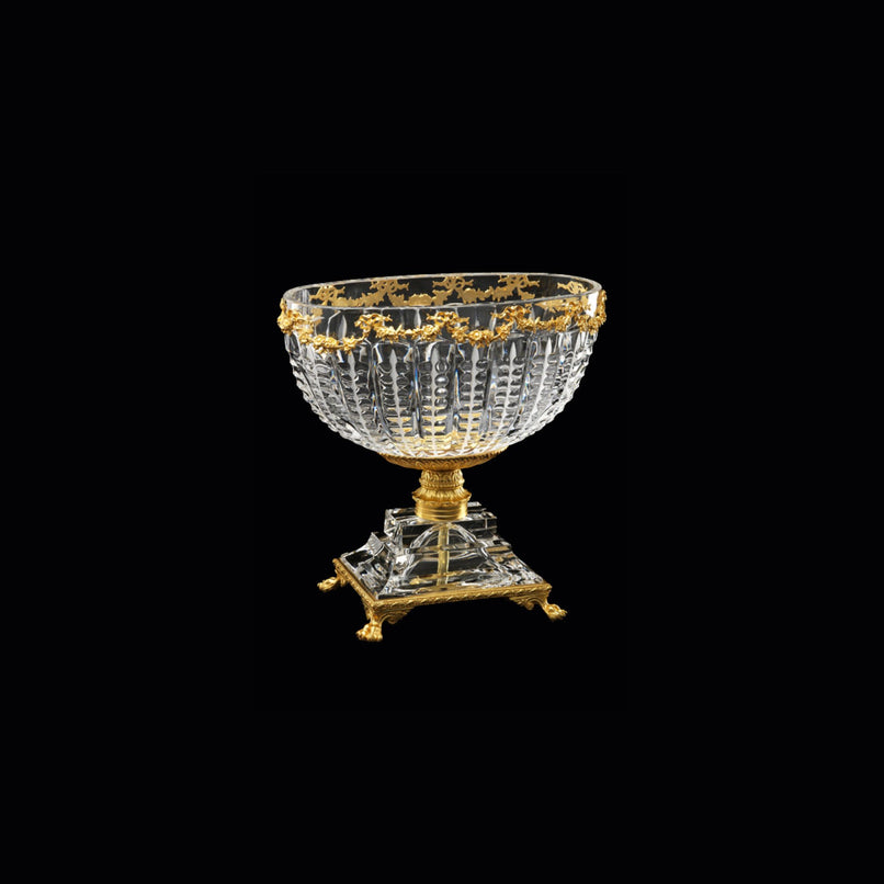 Reggia handgrinded oval cup with bronze decoration