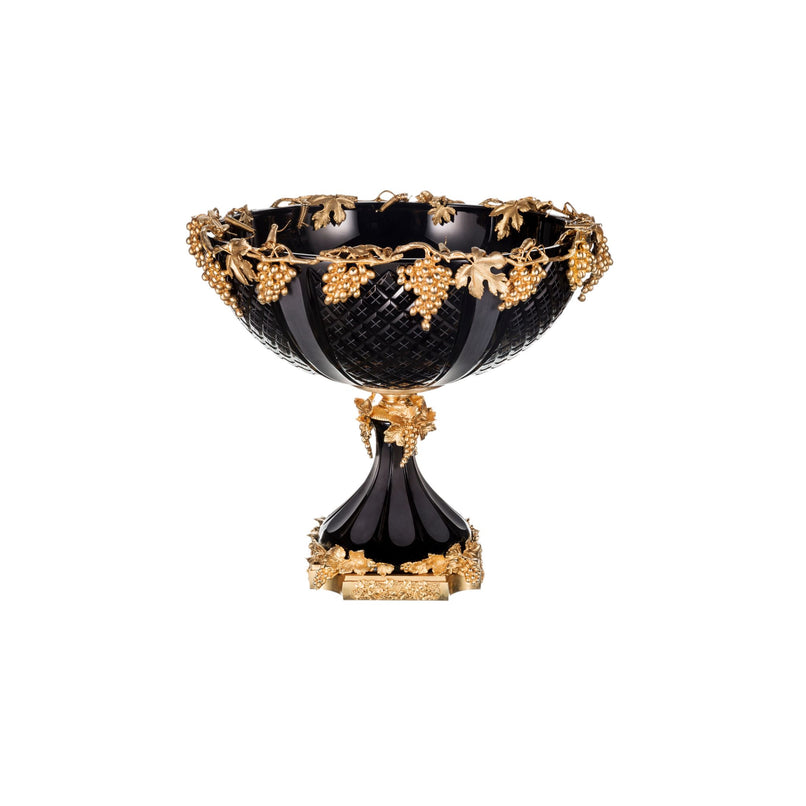 Reggia handgrinded round cup black crystal with grapes