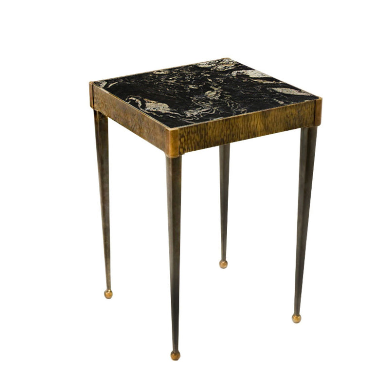 Urban brass side table with milled band