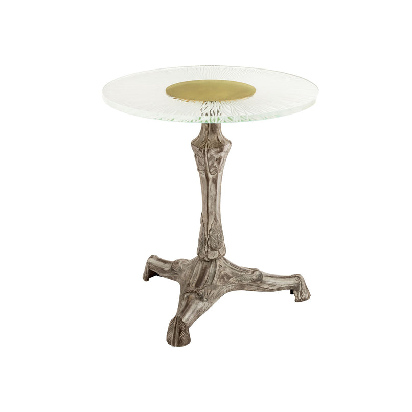 Urban side table with casting brass structure.