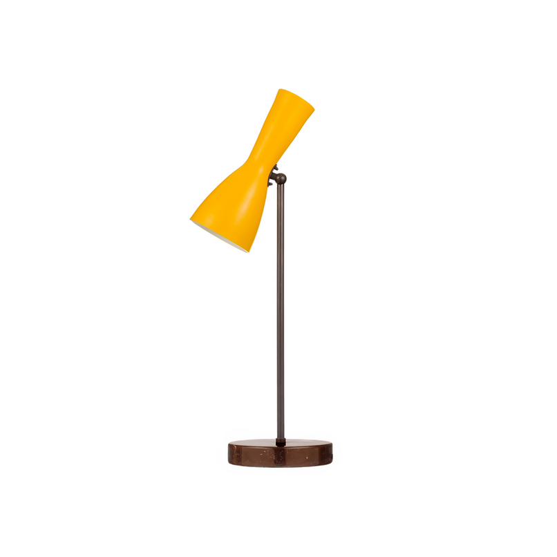 Wormhole signal yellow brass table lamp