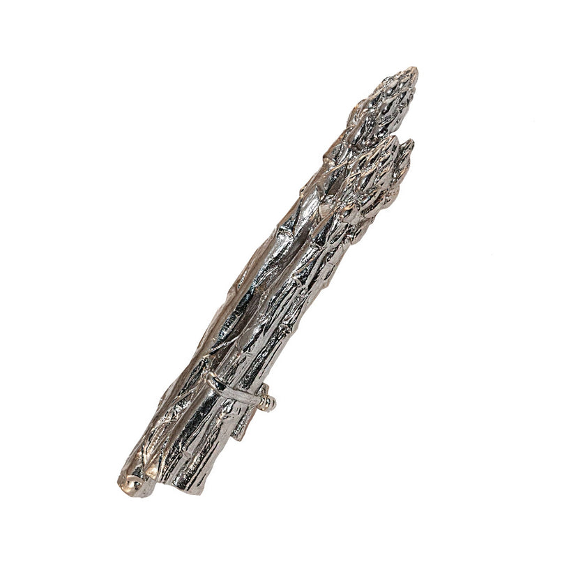An image of a brass knob shaped like an asparagus spear against a neutral background. The knob features detailed contours and texture resembling an asparagus, adding a touch of culinary charm to furniture or drawers.