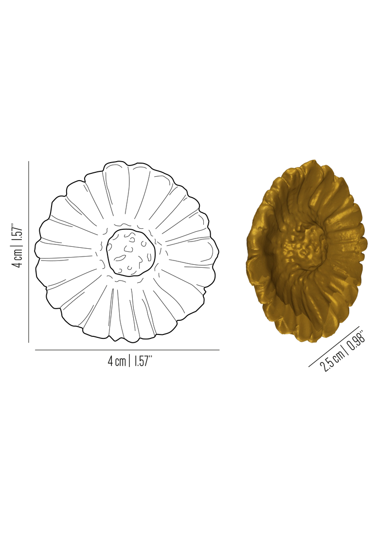 Flora brass small decorated daisy flower knob