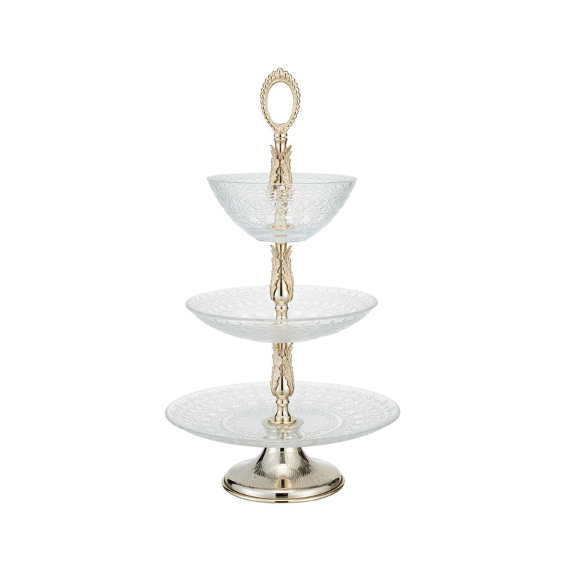Alice three floors brass and glass cake stand