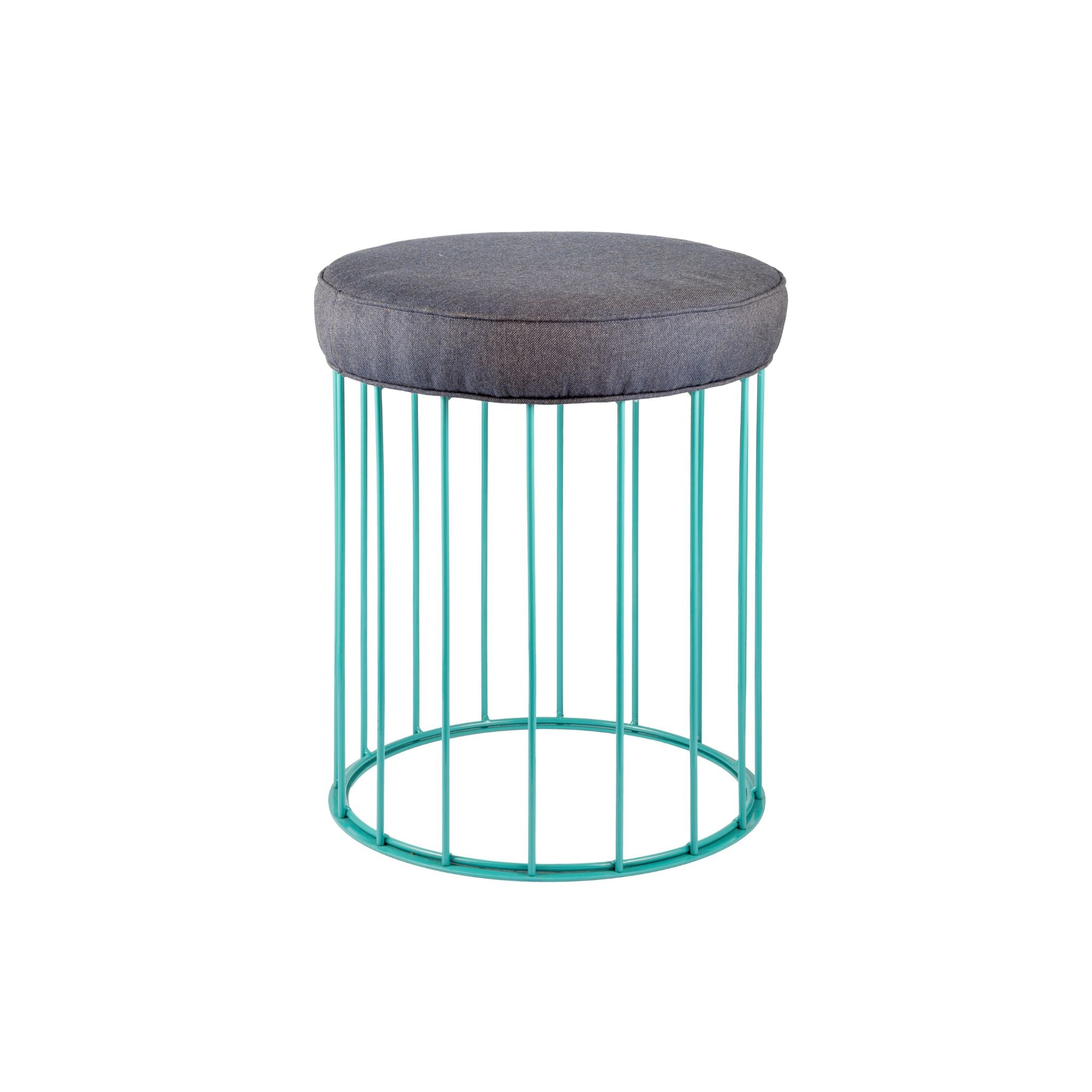 Sgabello Cage in ferro blu turchese - ilbronzetto