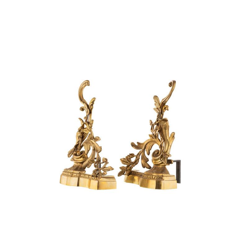 Certosa brass and iron leaves andirons - ilbronzetto