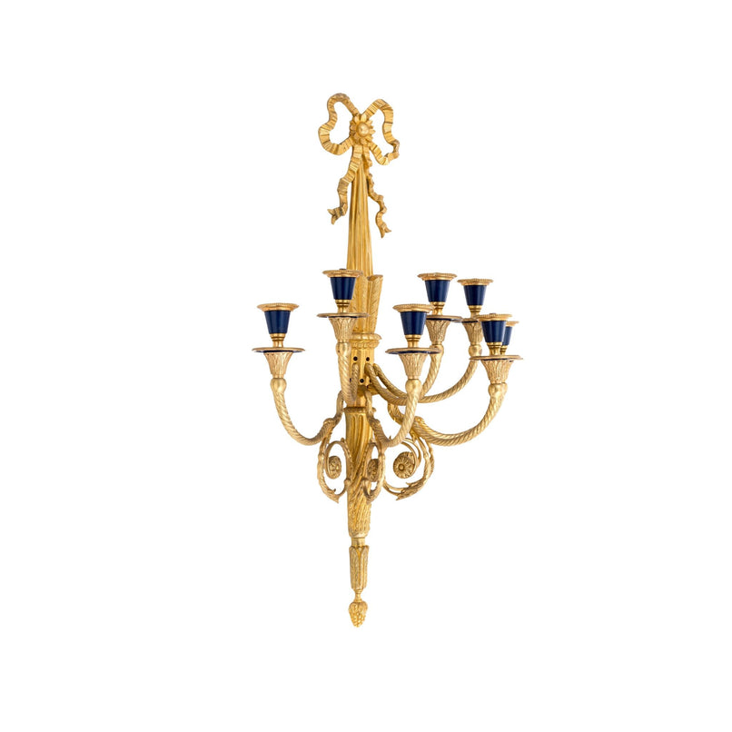 Classic brass seven lights ribbon sconce - ilbronzetto