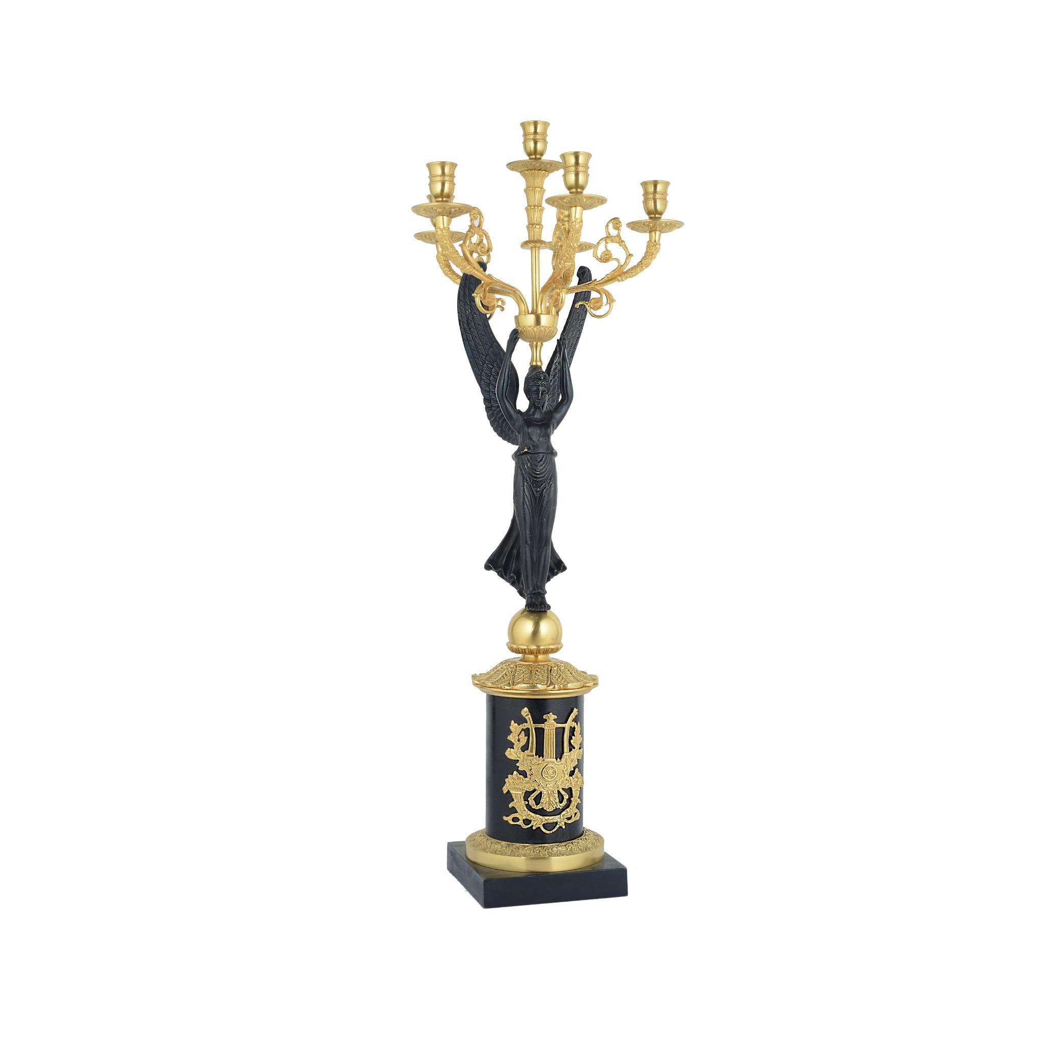 Mytho candelabro a quattro luci con vittoria alata - ilbronzetto