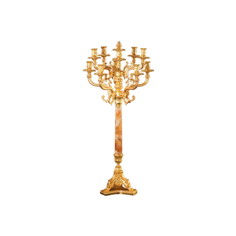Reggia candelabra marble steam with eight light - ilbronzetto