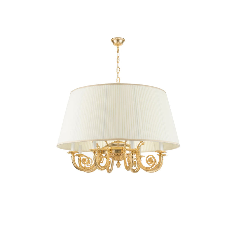 Reggia chandelier with fabric lampshade - ilbronzetto