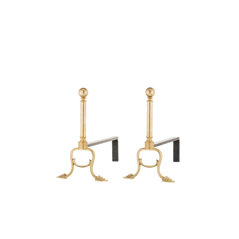 San Gaggio brass and iron linear andirons - ilbronzetto