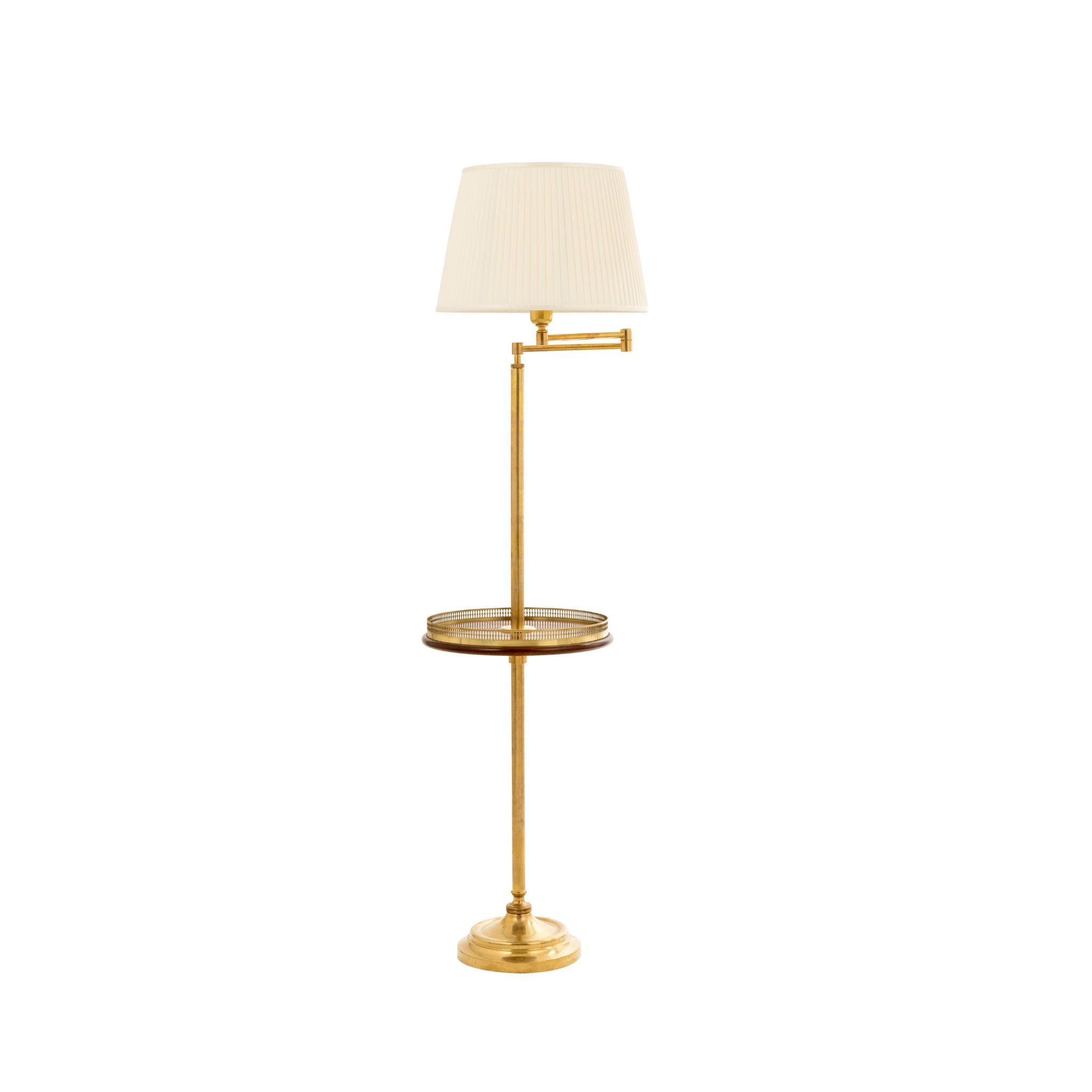 Lampada da terra orientabile in ottone con tavolo in legno - ilbronzetto