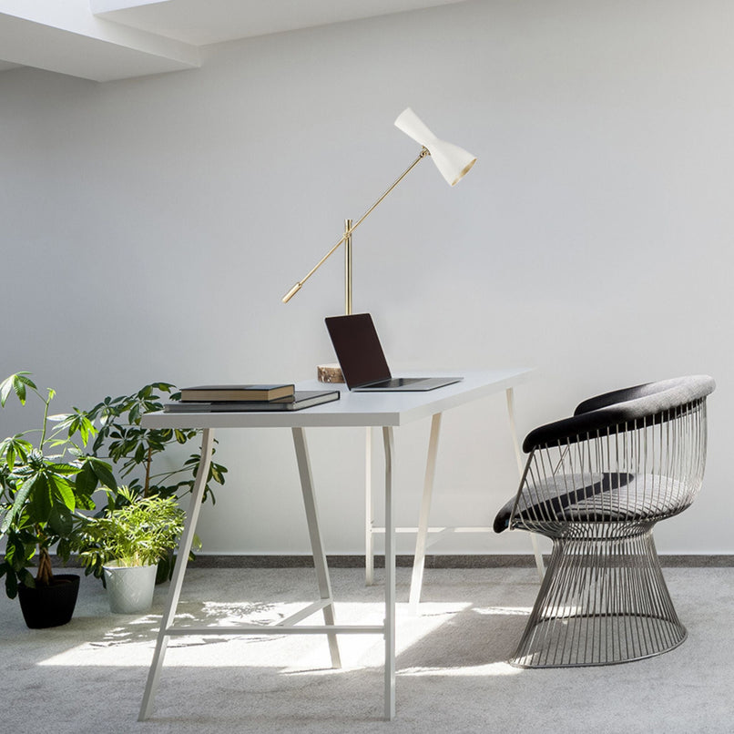 Wormhole cream brass one joint arm brass table lamp - ilbronzetto